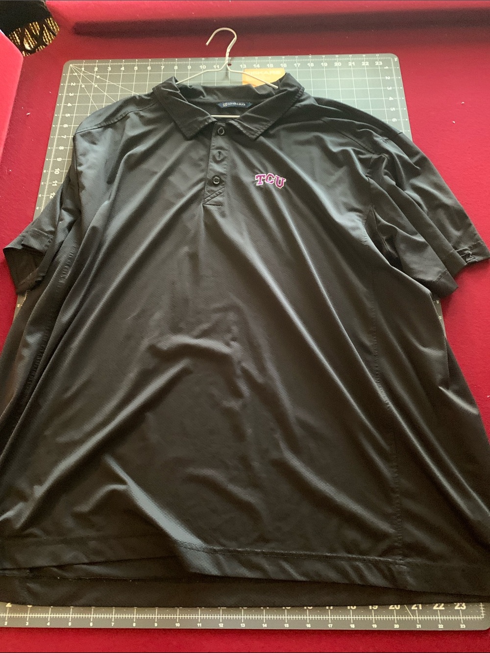 Cutter & Buck Black Polo with Purple TCU Embroidery